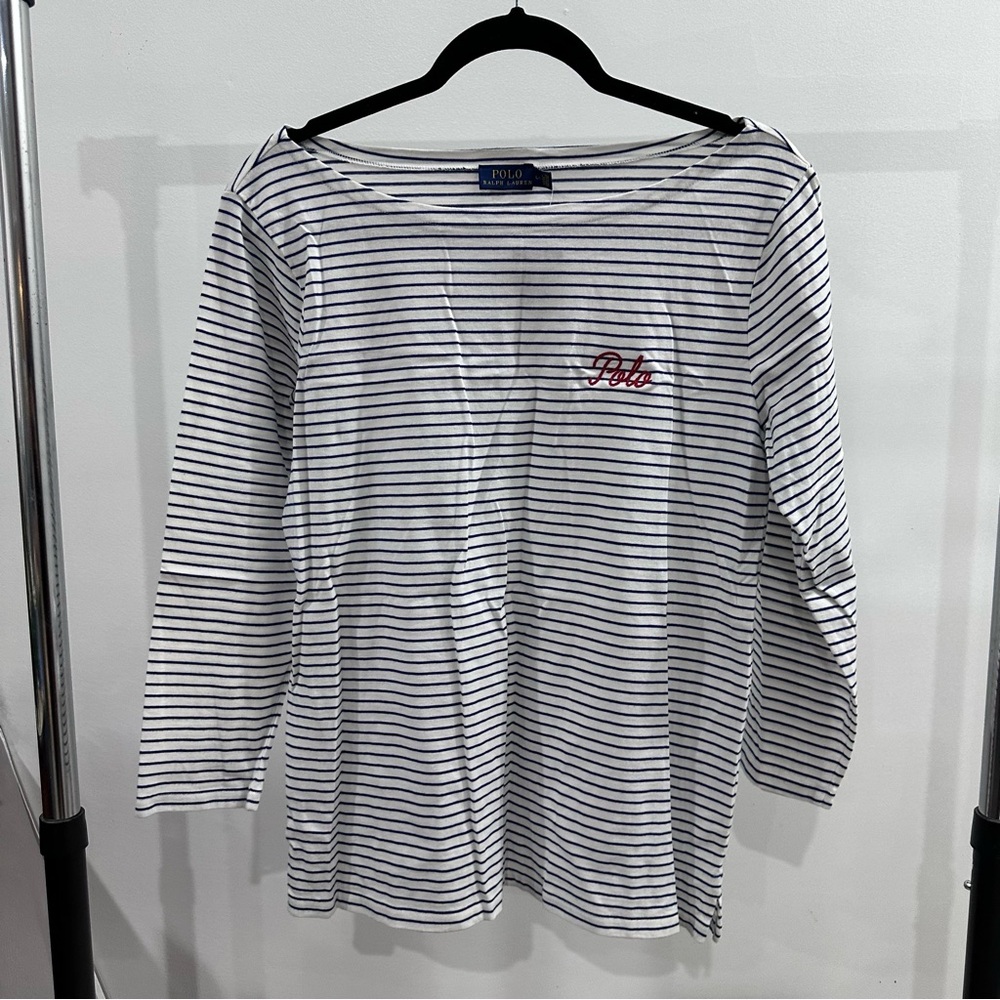 Ralph Lauren Navy and White Striped Tee